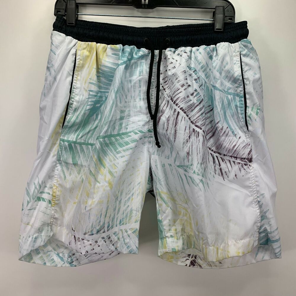 Vestige Mens Tortuga Drawstring Swim Trunks White Multicolor S